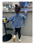 Girl Denim Jacket Spring and Autumn Children's Casual Jeans Clothes Little Girl Baby Denim Coat