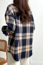 Ladies' fashionable checkered long sleeved jacket