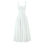 2025 summer new product women's clothing fashionable, fresh, sweet and elegant waist-hugging lace-up design suspender dress