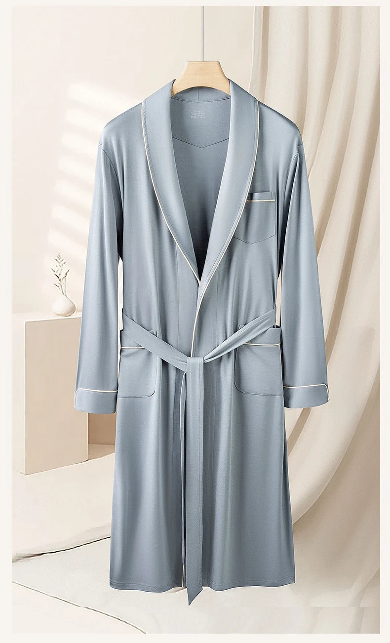 Men Robes Ultra Fine Modal Lounge Robe for Autumn and Winter Soft Silky Bath Robe for Men
