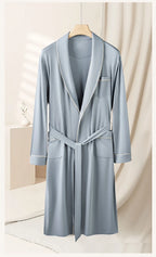 Men Robes Ultra Fine Modal Lounge Robe for Autumn and Winter Soft Silky Bath Robe for Men