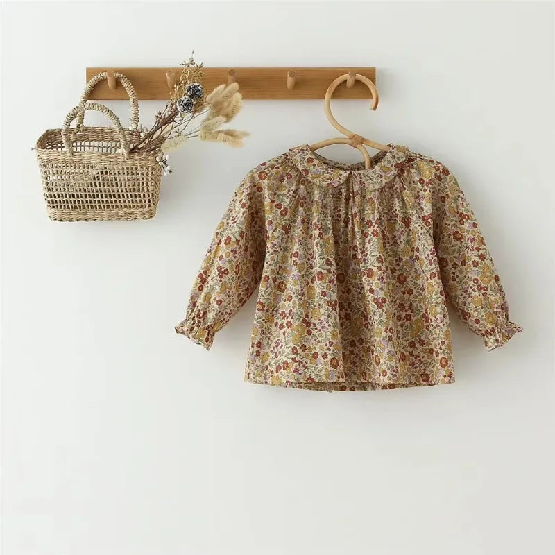 Spring Baby Girl Tshirt Cotton Floral Long Sleeve Infant Top Toddler Girl Clothing