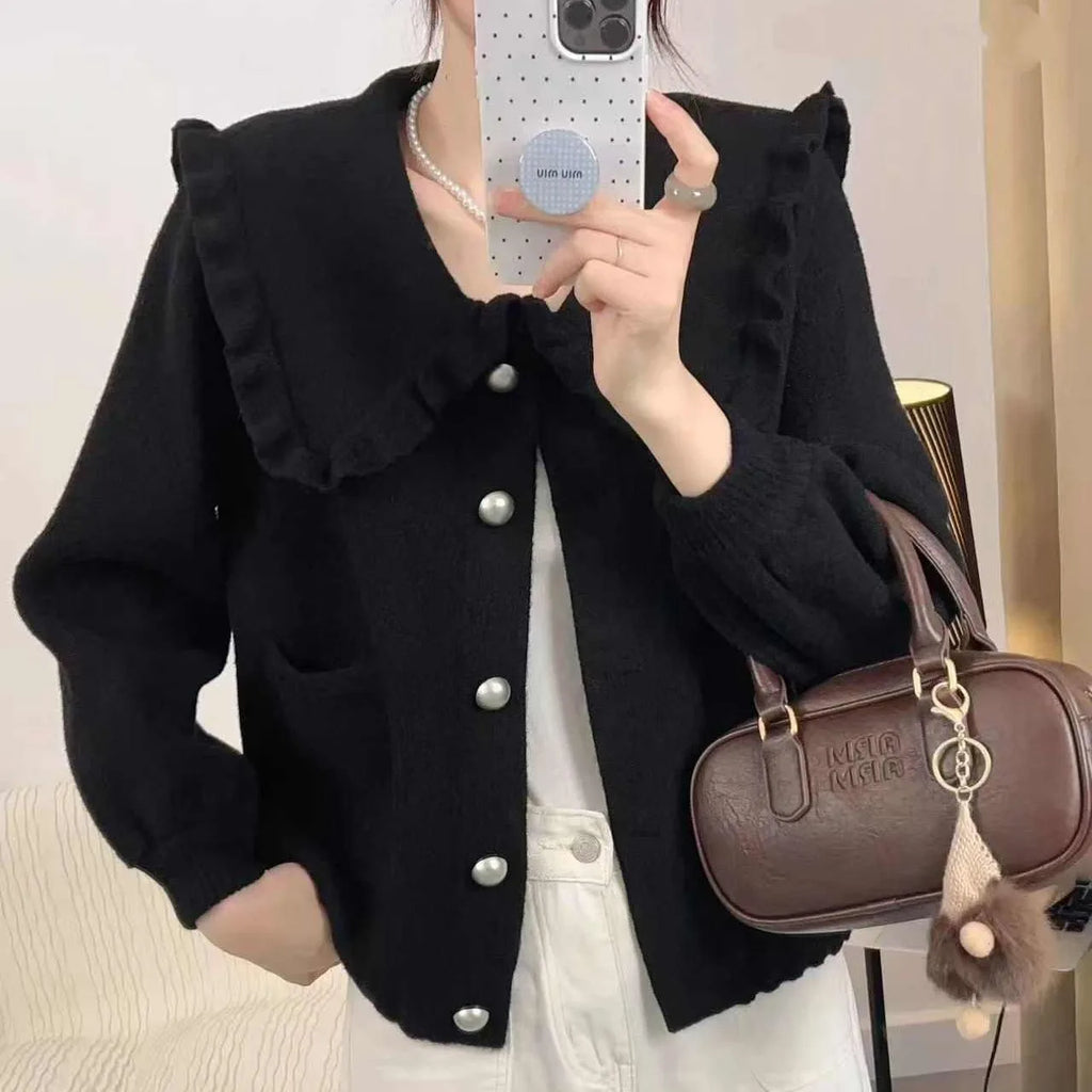 Women Jackets New Long Sleeve Doll Collar Women Jacket Black Elegant Jacket Coat Women Jaqueta Feminina Chaquetas De Mujer Q2180