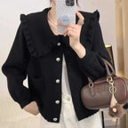Women Jackets New Long Sleeve Doll Collar Women Jacket Black Elegant Jacket Coat Women Jaqueta Feminina Chaquetas De Mujer Q2180