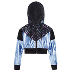 Girl Hooded Tops Long Sleeve Zipper Jacket Fashion Print Short Jacket Casual Coat Outerwear Jazz Dance Performance Costume