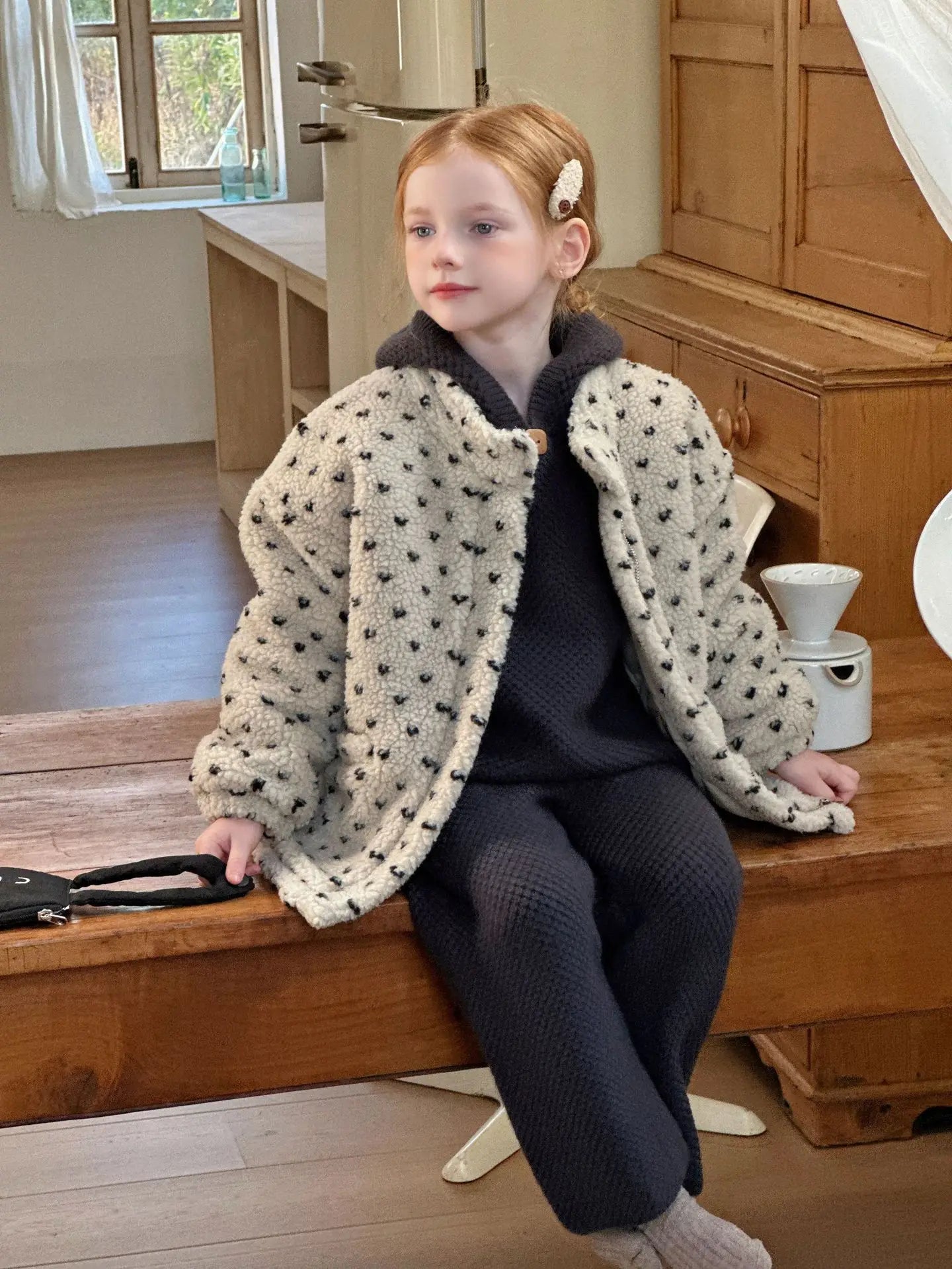 Girls Coat 2025 Winter New Thick Design Plush Stand Up Collar Jacket Daily Casual Versatile Temperament Warm and Comfortable