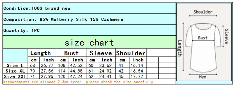 Men Sweater 85% Mulberry Silk 15% Cashmere Solid Colors Crew Neck everyday Long Sleeve Pullover Warm Top Shirt L XL XXL LY047