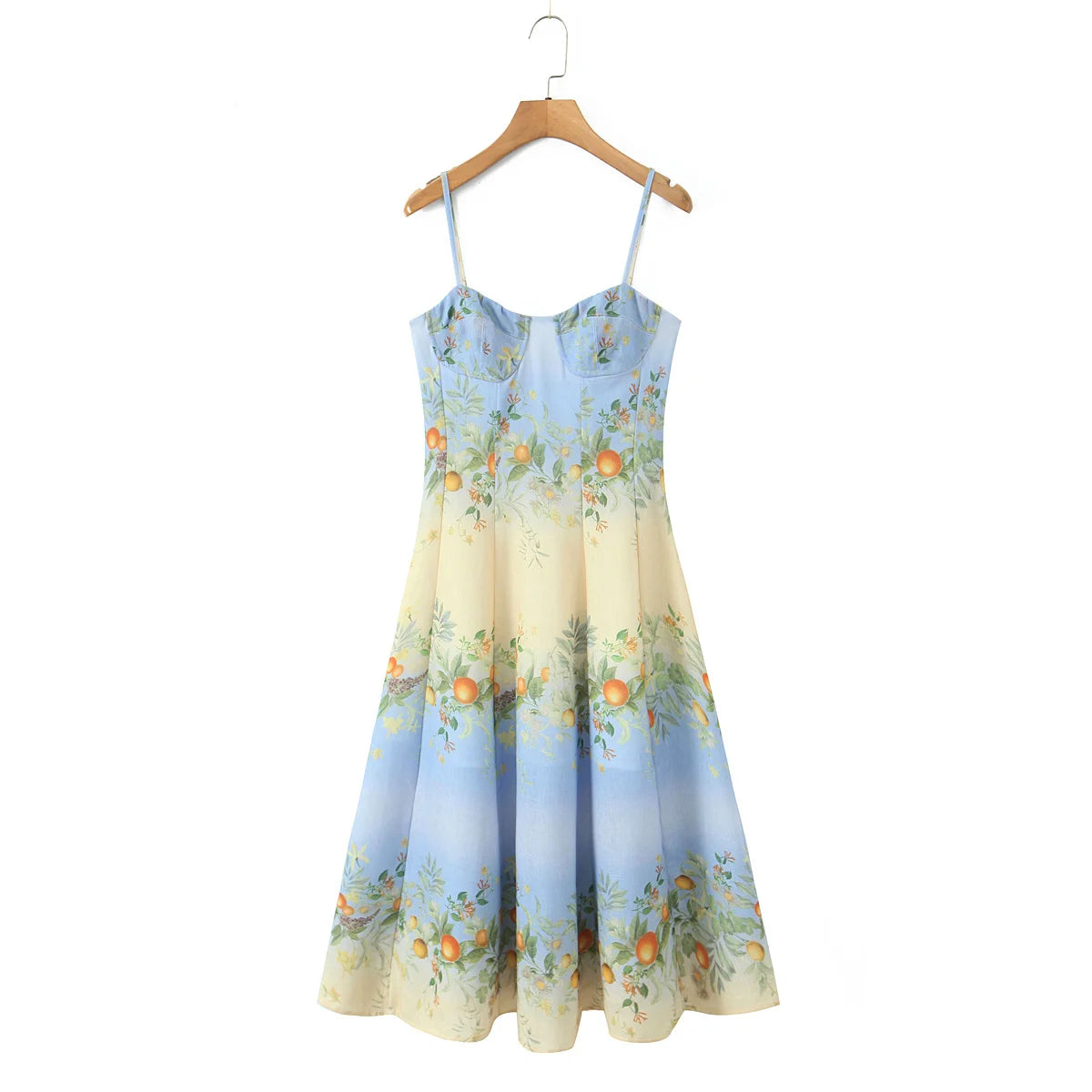 YENKYE Sexy Spaghetti Straps Floral Print Boho Dresses Women Elegant A-line Midi Summer Vacation Dress 2026 Robe
