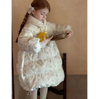 2025 Winter New Down Coat Korean Fashion Princess Floral Print Warm Cotton-padded Outerwear Kids Casual Sweetheart Parkas