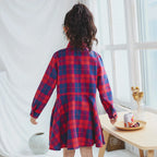 Girl's Shirt,Long Sleeve Girls Checked Dress,Fashion Sweet Teens Blouse,Lapel Letter Print Children's Plaid Tops,Princess Dress
