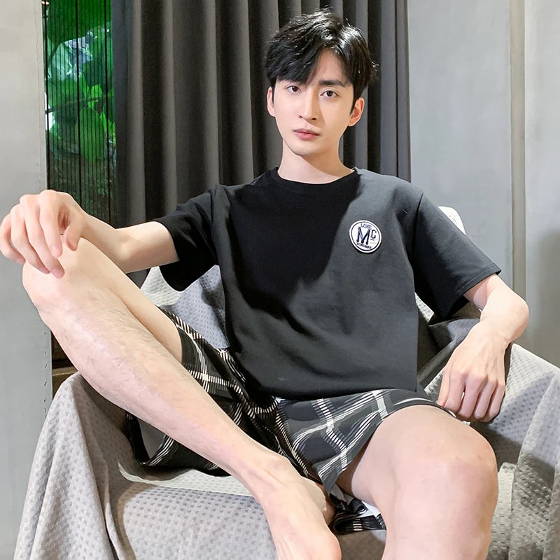 Men Pajamas Short Sleeve Shorts