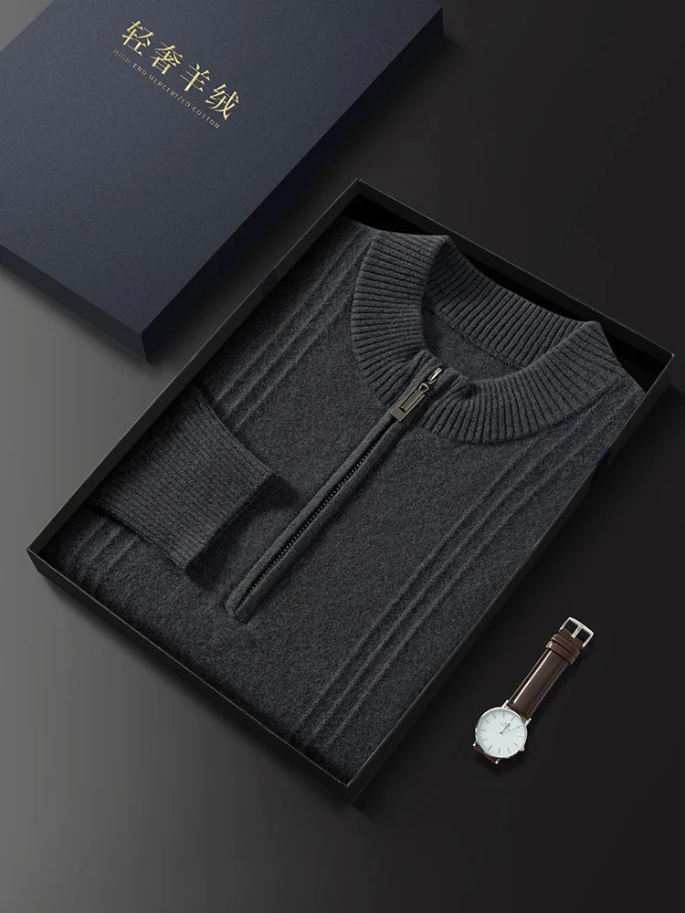 Men's Sweater Pullover Autumn Winter Sweater Warm Clothing 100% Cashmere Business Long Sleeve Classic Quality Mock Neck Knit Top
