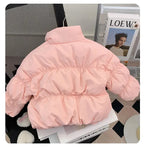Girls' Short Puffer Coat - Quilted Stand Collar Jacket Korean Style, Winter Warm Outerwear for Kids Baby Girl Winter Clothes