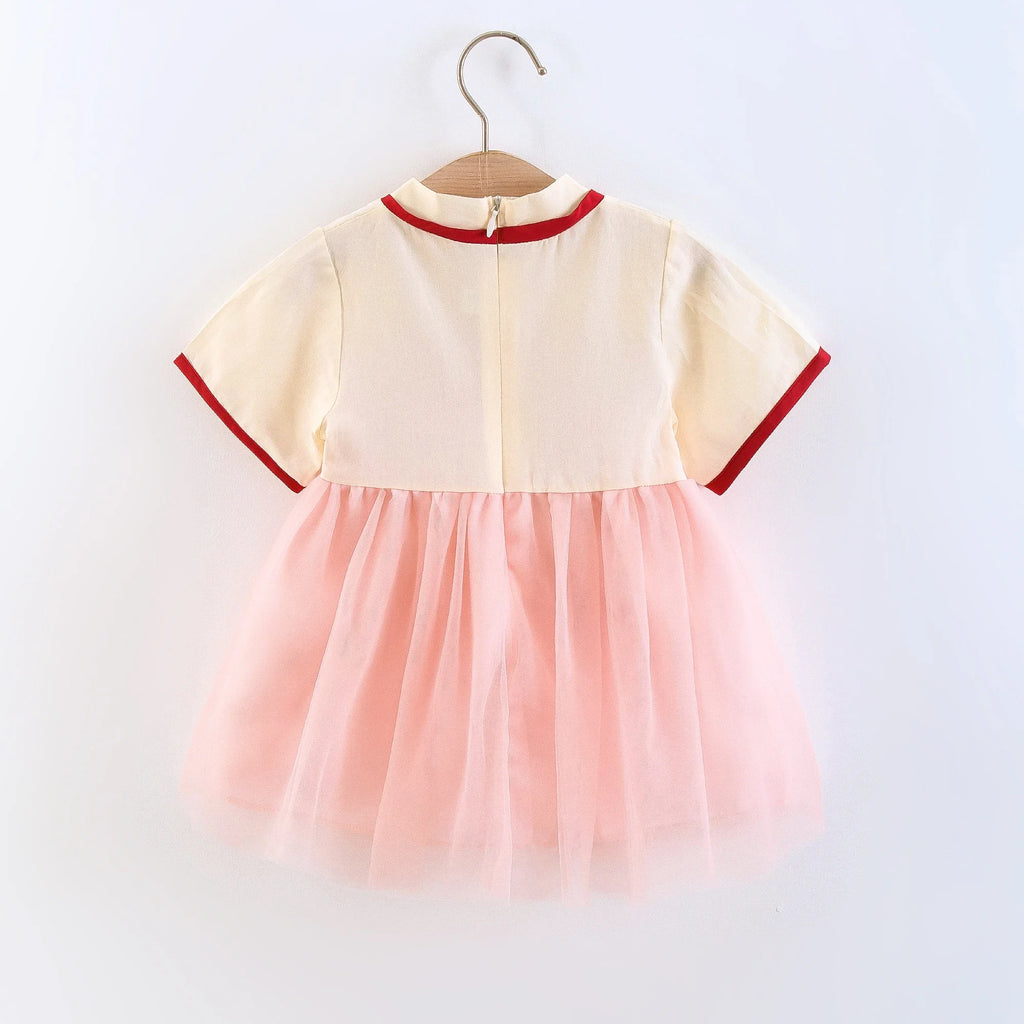 Children's Clothing Girl's Dress Summer New Cute Small Bow Flower Embroidery Improved Version Hanfu Ru Skirt