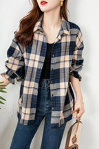 Ladies' fashionable checkered long sleeved jacket
