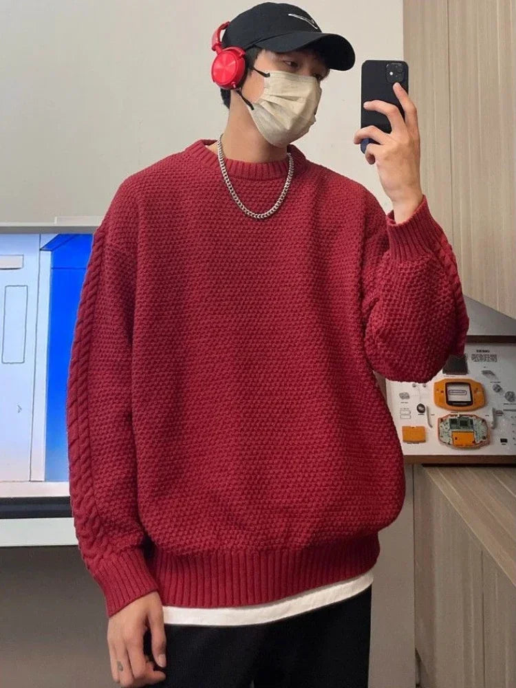 Man Clothes Red Coat Jacket Knitted Sweaters