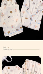 Postpartum Clothing Cartoon Bear Autumn Long Sleeve Outerwear Pajama Women Set Home Clothes Maternity Ladies Sleepwear Hoemwear