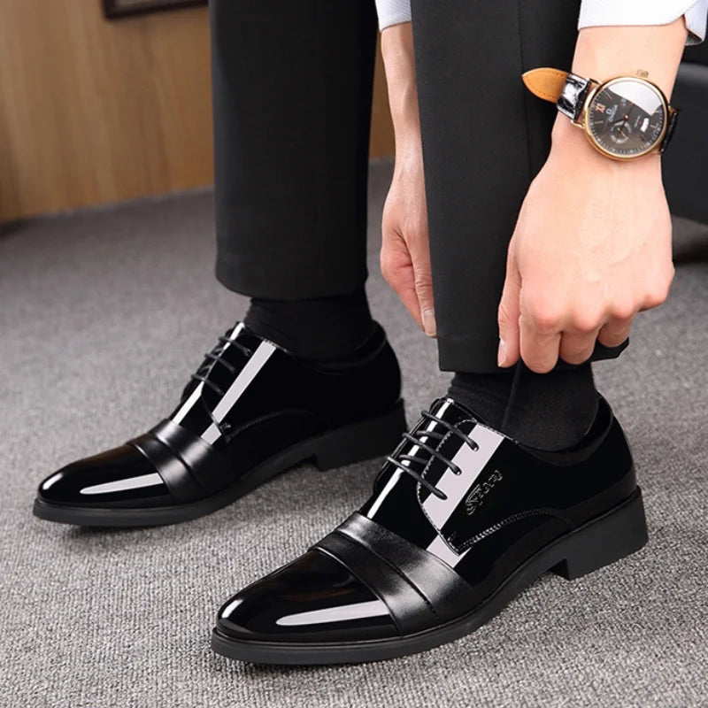 Men Casual Business Patent Leather Dress Shoes