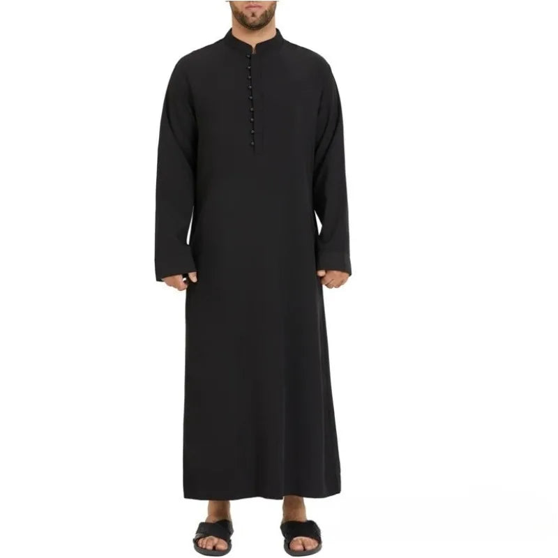 Tropical Robe Loose Stand-up Collar New Round Neck Hui Robe Arab Middle East Men's Clothing Robe Men