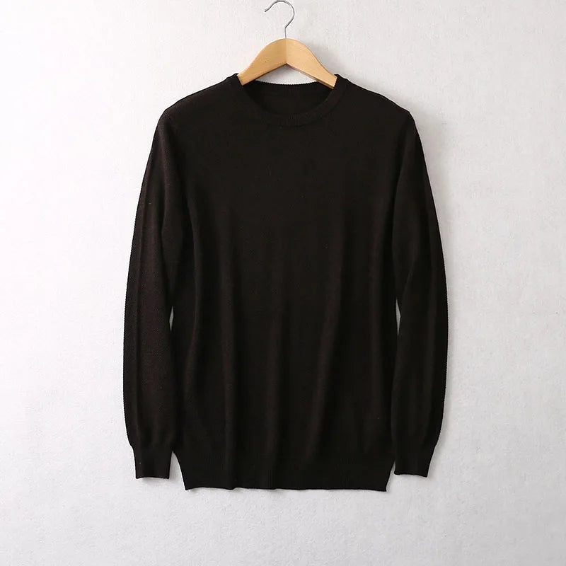 Men Sweater 85% Mulberry Silk 15% Cashmere Solid Colors Crew Neck everyday Long Sleeve Pullover Warm Top Shirt L XL XXL LY047