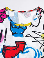 Men's fashionable casual style pajamas hort sleevehome clothing cartoon printed hip-hop sd shorts two-piece set for couples