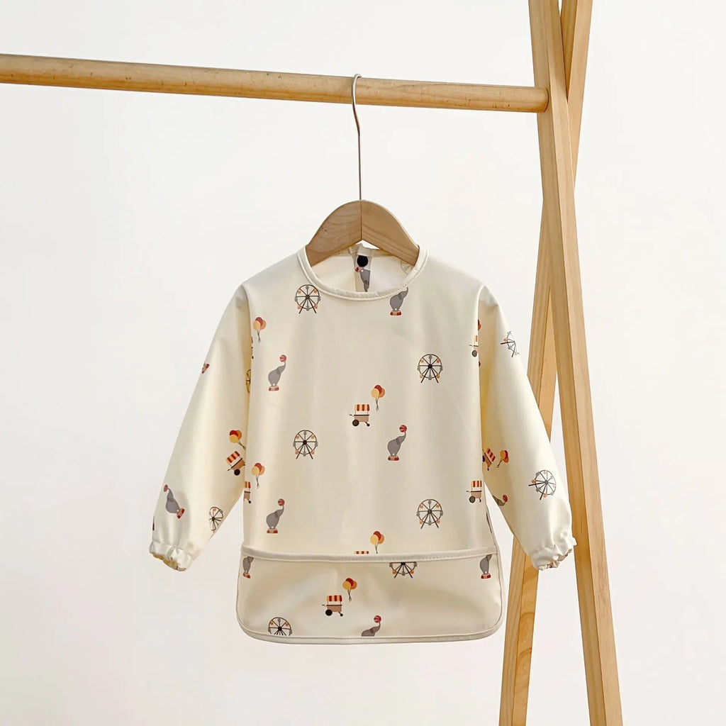 2025New Solid Color Painting Smock Baby's Soft Waterproof Long Sleeve Art Smock Feeding Bib Apron for Kids Accessories