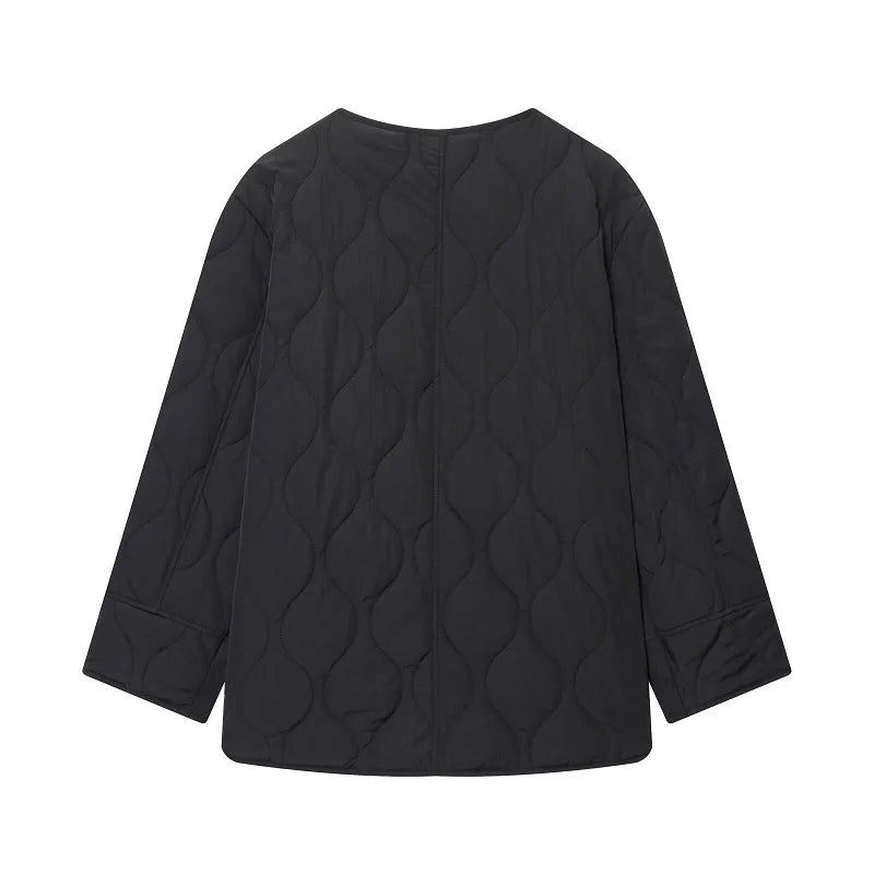 MUJER Black Quilted Jacket Women Padded Demi-season Jackets for Women Long Sleeve Winter Coat Female Outerwears Women's Jacket