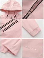 Women's Water-Repellent Hooded Windbreaker Casual Loose Solid Long Sleeve Outdoor Sports Trench Coat Spring Autumn Jacket