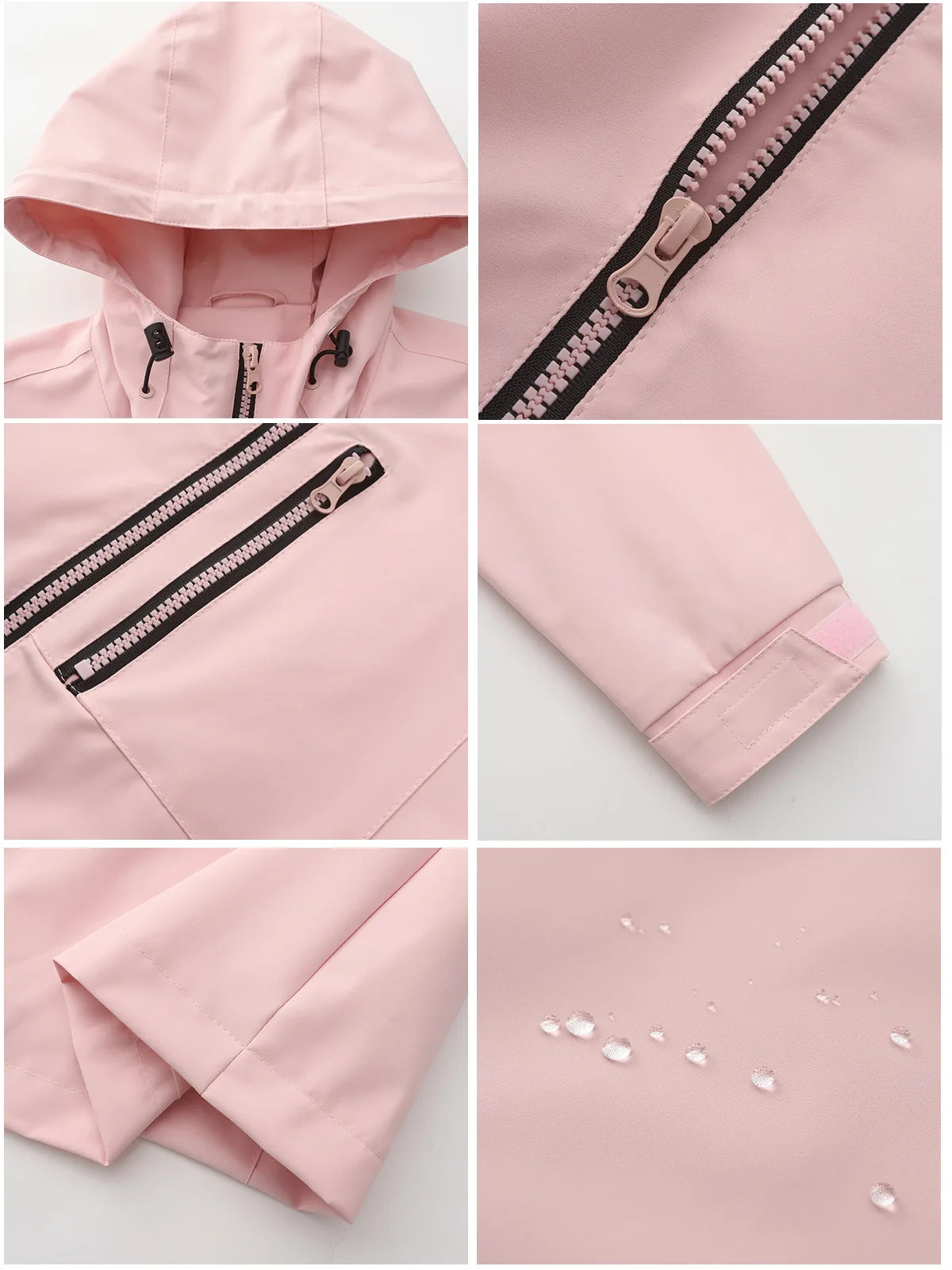 Women's Water-Repellent Hooded Windbreaker Casual Loose Solid Long Sleeve Outdoor Sports Trench Coat Spring Autumn Jacket