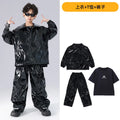 Boys K-pop Fashion Leather Jacket Street Dance Cargo Pants Girl Hip Hop Streetwear Kids Children Jazz Shiny Costume Clothes Sets