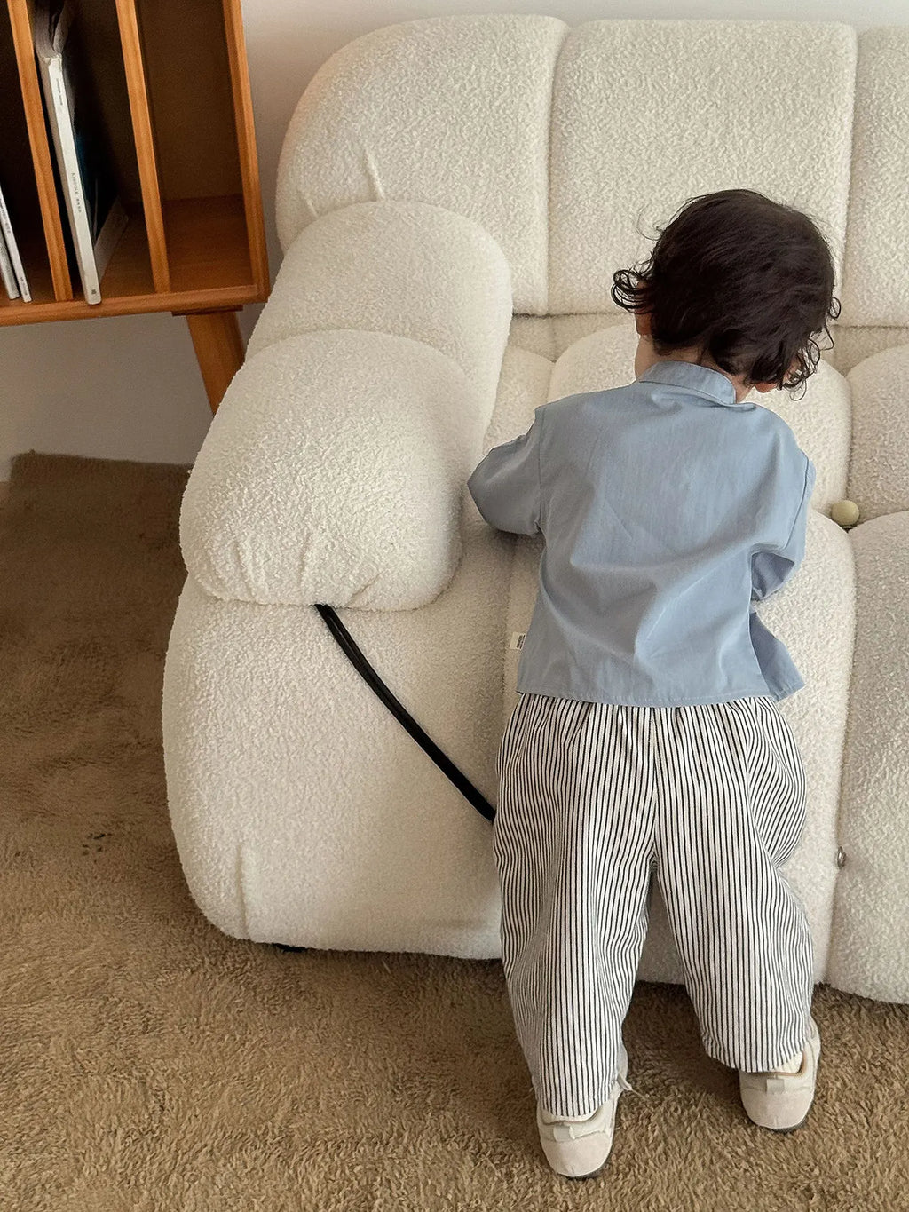 2025 Fall New Toddler Kids Pants Cotton Cartoon Embroidered Harem Pants Baby Boy Casual Striped Denim Baggy Trousers