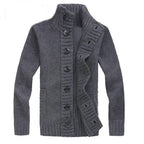 Men Sweater New Autumn Front Button Cardigan Stand Collar Sweaters