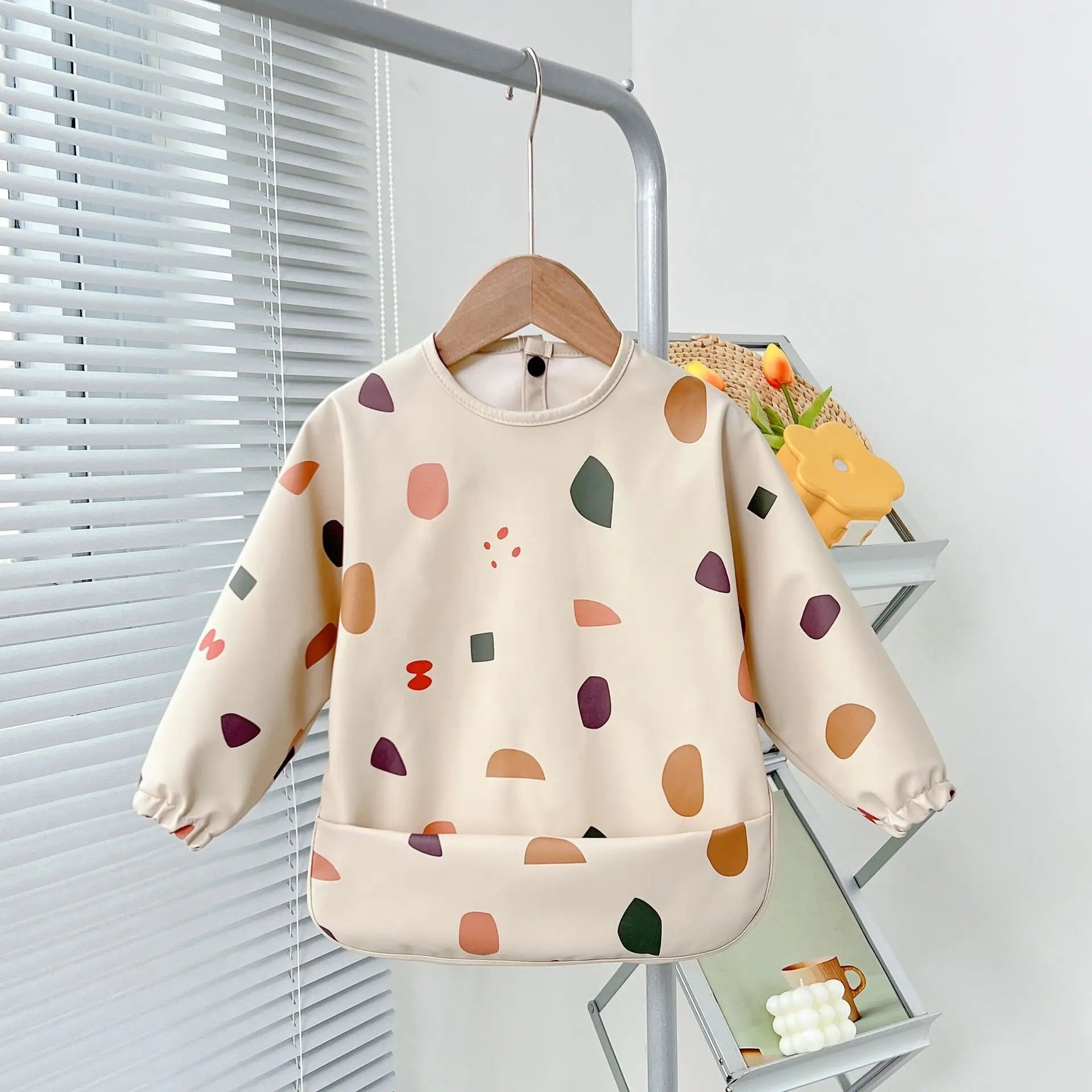 2025New Solid Color Painting Smock Baby's Soft Waterproof Long Sleeve Art Smock Feeding Bib Apron for Kids Accessories