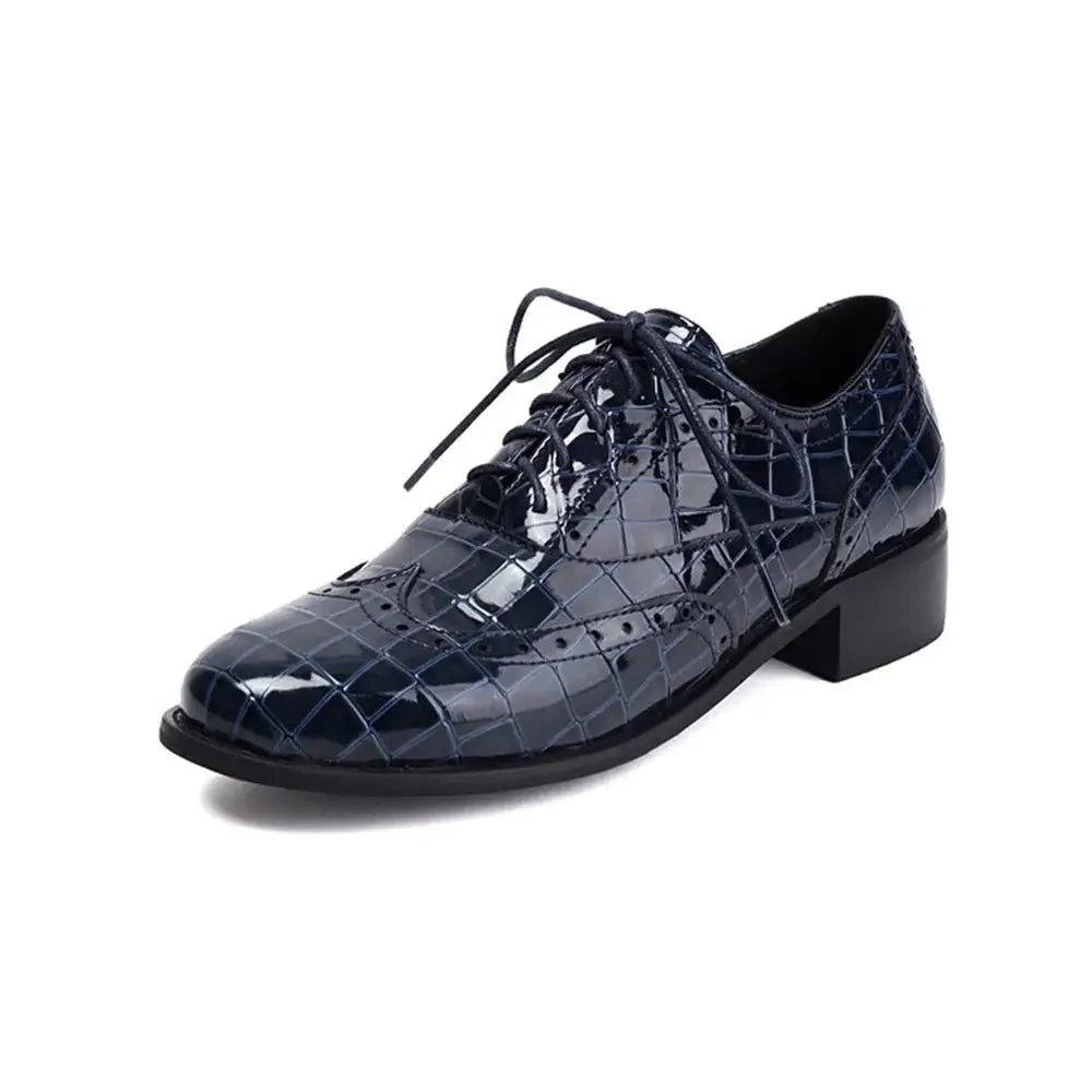 2025 Women Shoes Spring New Fashion Round Toe Lace Up Retro Single Shoe for Office Party Walk Thick Low Heeled big Size 48 775-1
