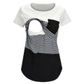 New Maternity Clothes Casual Tops Nursing For Breastfeeding T Shirt Striped Print Women Maternity Short Sleeve Maternity Blouse