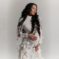 Maternity Dress in Soft Polyester Fabric with Delicate Floral Embellishments for Pregnant Women Comfortable Pregnancy 2025