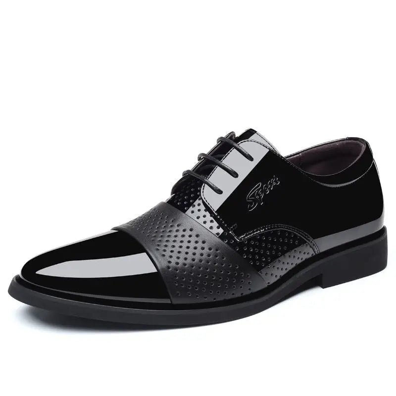 Social Shoe for Men Casual Business Patent Leather Dress Shoes Man Bright Upper Pointed Toe 2025 Trend Office Suit Footwear New
