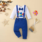 Baby Boys Birthday Outfits Sets Balloon Letter"1" Bodysuit and Y-back Suspender Shorts 1 Year Birthday Baby Cake Smash Clothes
