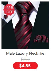 Male Luxury Neck Tie For Men Business Red Striped Silk Tie Hanky Cufflinks Set Barry.Wang Fashion Neckwear Wedding Party Casual