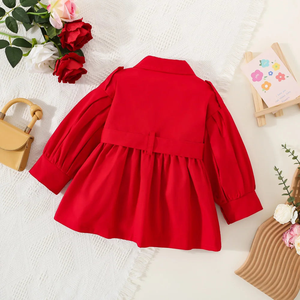 Trench Coat For Girl Children's Spring Cute Long Jacket 2024 New Kids Khaki Casual Outerwear Baby Khaki Fashion Windbreaker ﻿