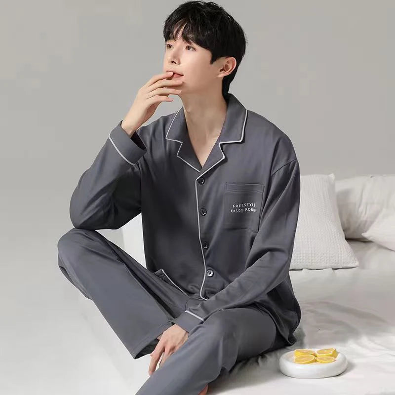 Pajamas for Men, Spring and Autumn Long-Sleeved Cardigans
