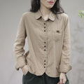 Women's Shirt Spring and Autumn Casual Literary Retro Cotton Fashion Versatile Fashionable Top