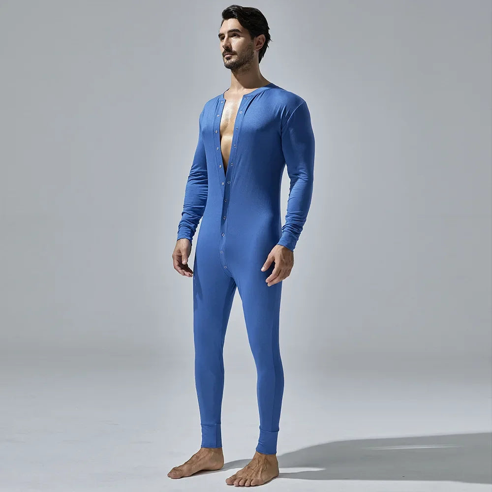 New Men's One-Piece Pajamas Home Fitness Wear Men's Bodysuit