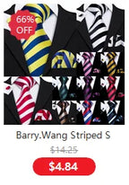 Male Luxury Neck Tie For Men Business Red Striped Silk Tie Hanky Cufflinks Set Barry.Wang Fashion Neckwear Wedding Party Casual