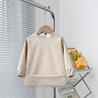 2025New Solid Color Painting Smock Baby's Soft Waterproof Long Sleeve Art Smock Feeding Bib Apron for Kids Accessories