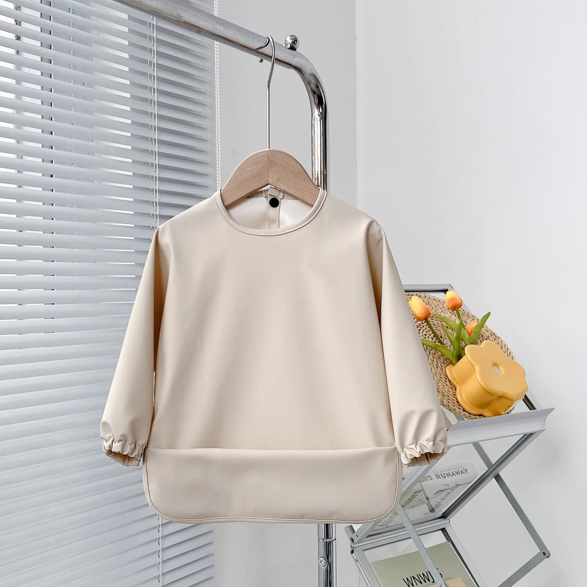 2025New Solid Color Painting Smock Baby's Soft Waterproof Long Sleeve Art Smock Feeding Bib Apron for Kids Accessories