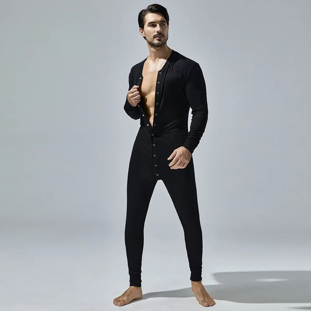 New Men's One-Piece Pajamas Home Fitness Wear Men's Bodysuit