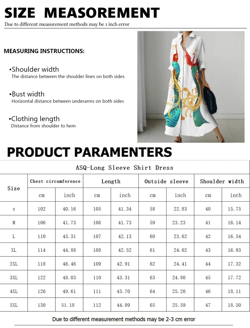 Womens Fashion Retro Splicing Printed Long-sleeved Dresses Fall And Winter Single-breasted Loose Dresses New Lapel Shirt Dresses