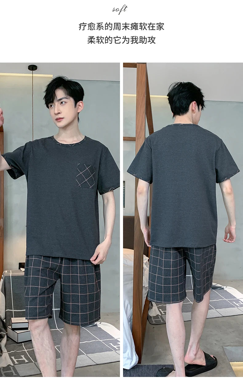 Men Pajamas Short Sleeve Shorts
