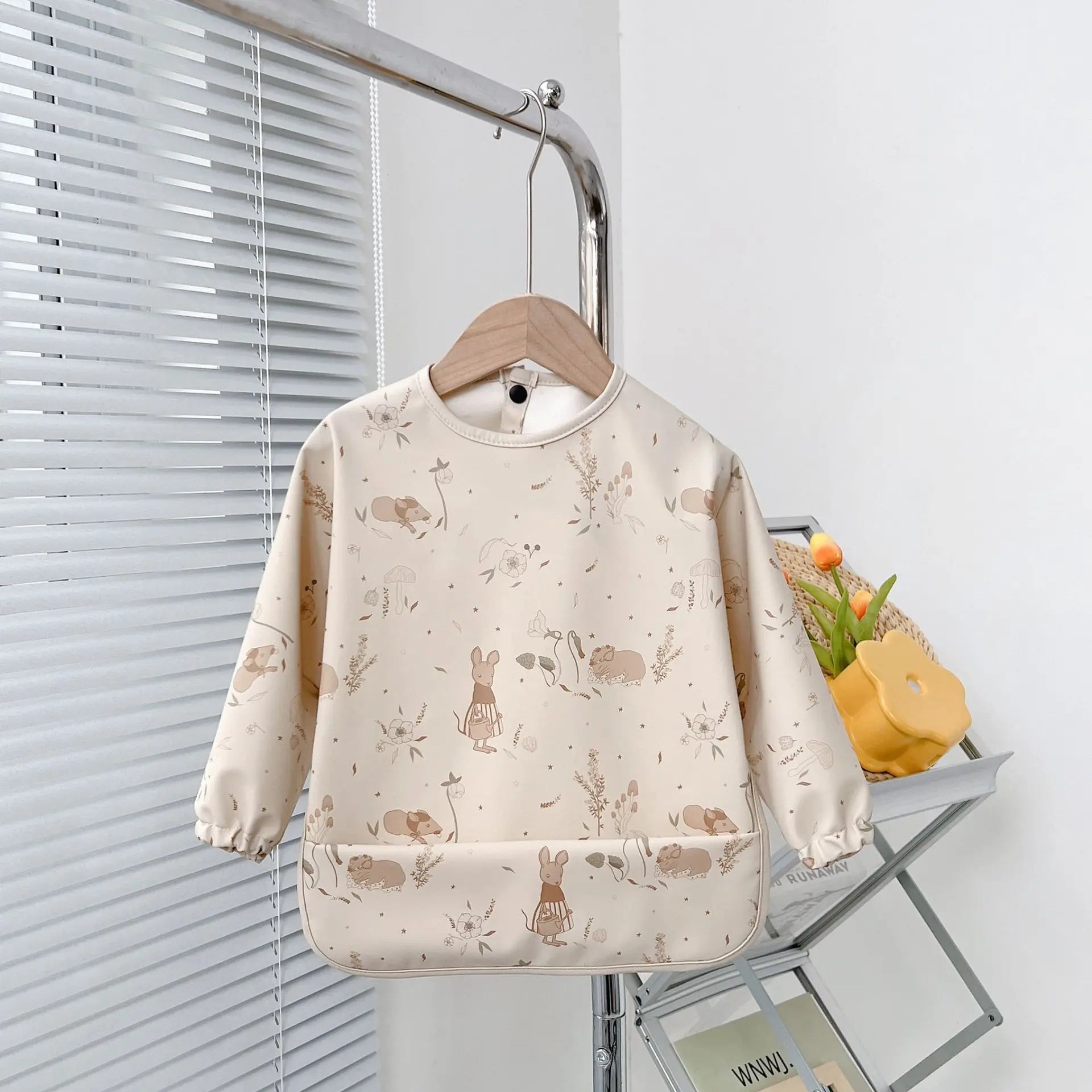 2025New Solid Color Painting Smock Baby's Soft Waterproof Long Sleeve Art Smock Feeding Bib Apron for Kids Accessories